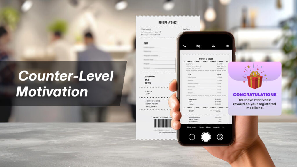 Channel partner scanning a receipt to claim instant rewards at the counter