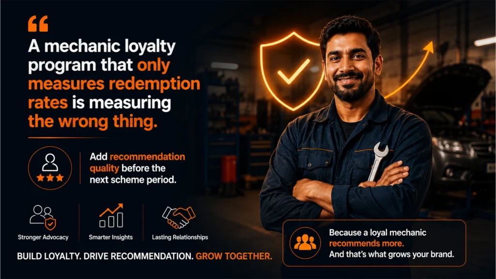 Mechanic loyalty program measurement: add recommendation quality alongside redemption rates