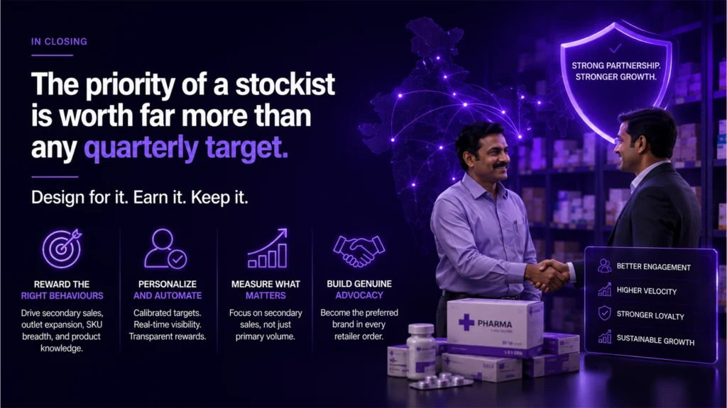 Pharma distributor incentive program India — the priority of a stockist is worth far more than any quarterly target. Design for it, earn it, keep it.